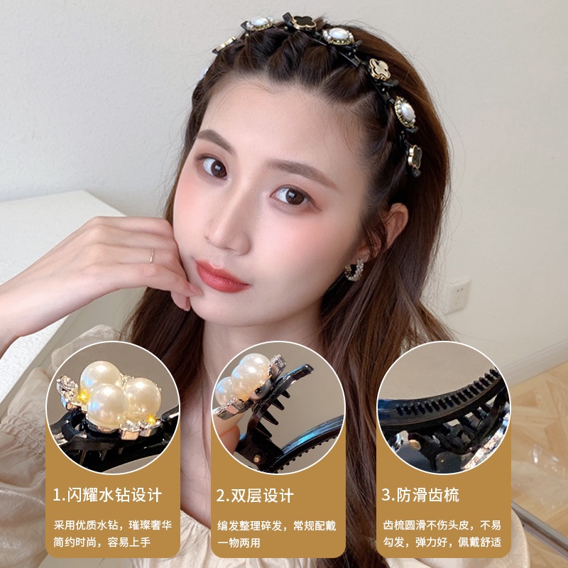 Băng Đô Cài Tóc Đính Đá Ngọc Trai Và Kim Cương Giả Phong Cách Hàn Quốc Mới