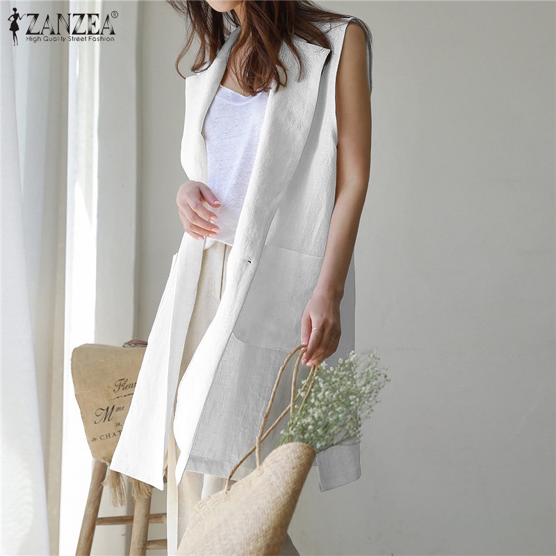 Áo ghi lê ZANZEA không tay size lớn kiểu dáng đơn giản thời trang cho nữ