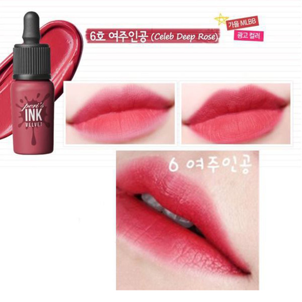 Son Kem Lì Peripera Ink Peri's Velvet 8g #06 Celeb Deep Rose