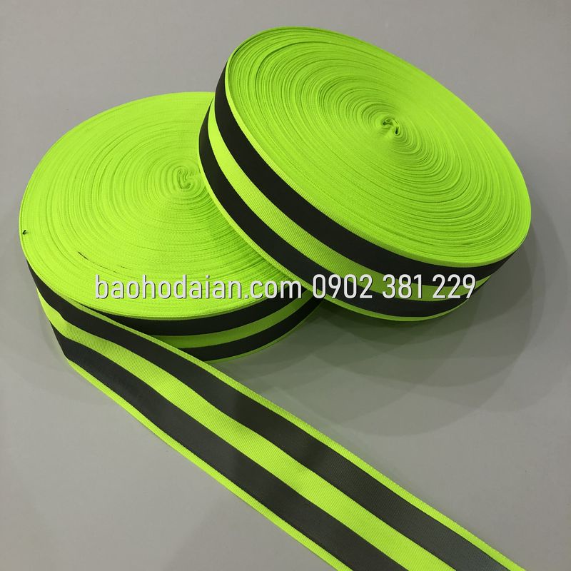 Dây phản quang vải 2 sọc xám khổ 5cm x 100m