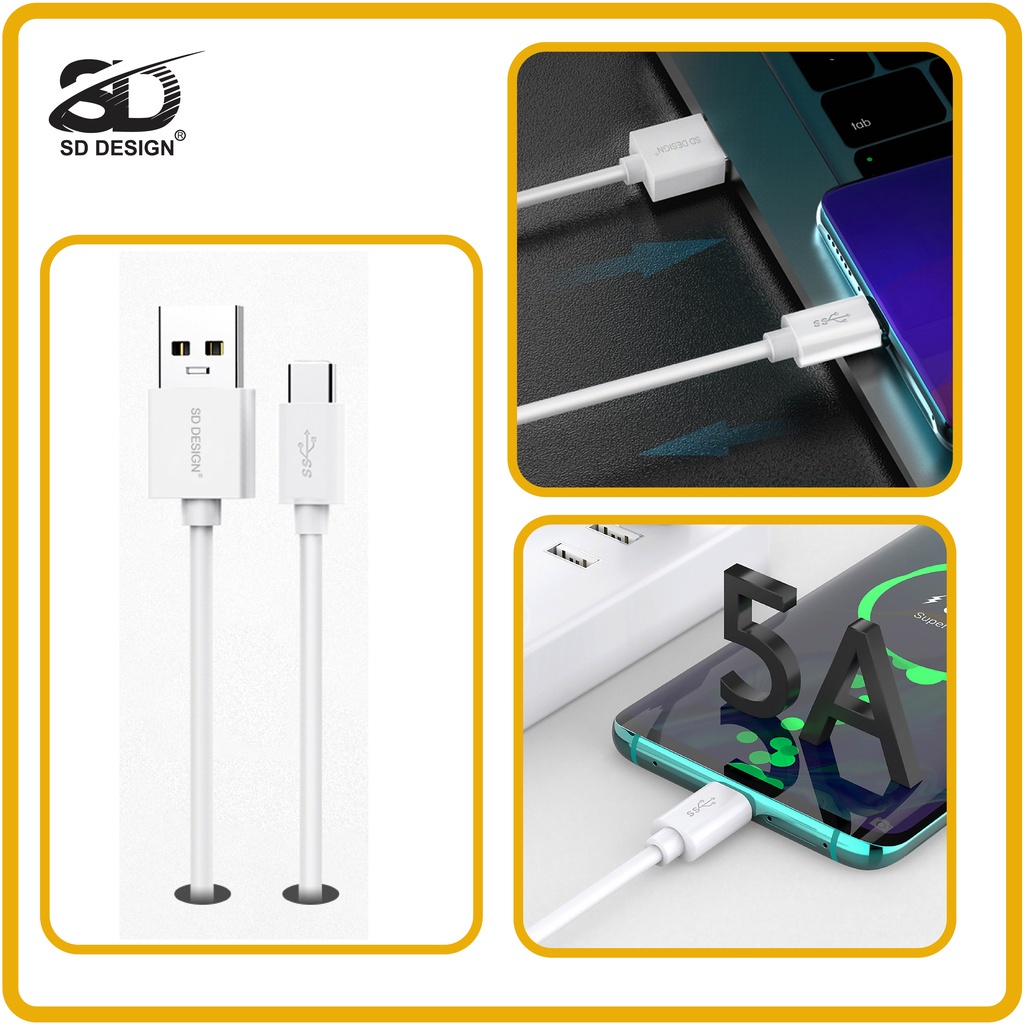 Cáp sạc TypeC SD DESIGN M162 chính hãng dây dài 2m2 chân sạc sử dụng cho các máy samsung oppo xiaomi bảo hành 1 đổi 1
