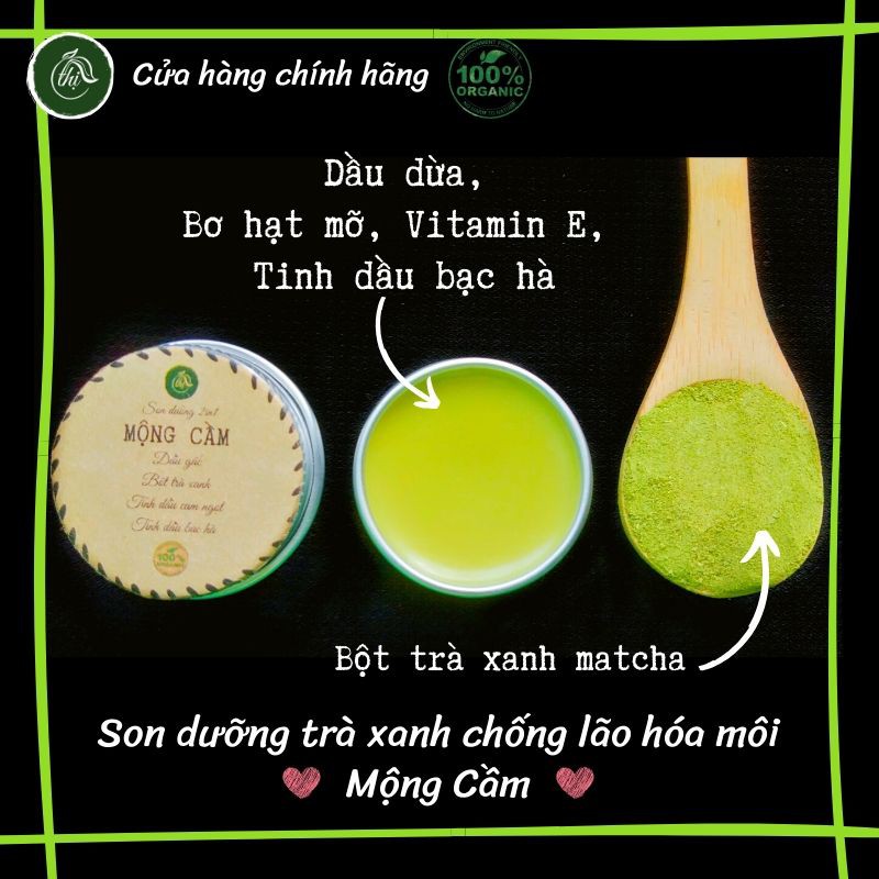 [SON HANDMADE SIÊU DƯỠNG GẤP 3 LẦN] Son dưỡng trà xanh matcha, Son Dưỡng Gấc Mộng Cầm, Son tẩy tế bào chết Mộng Tử