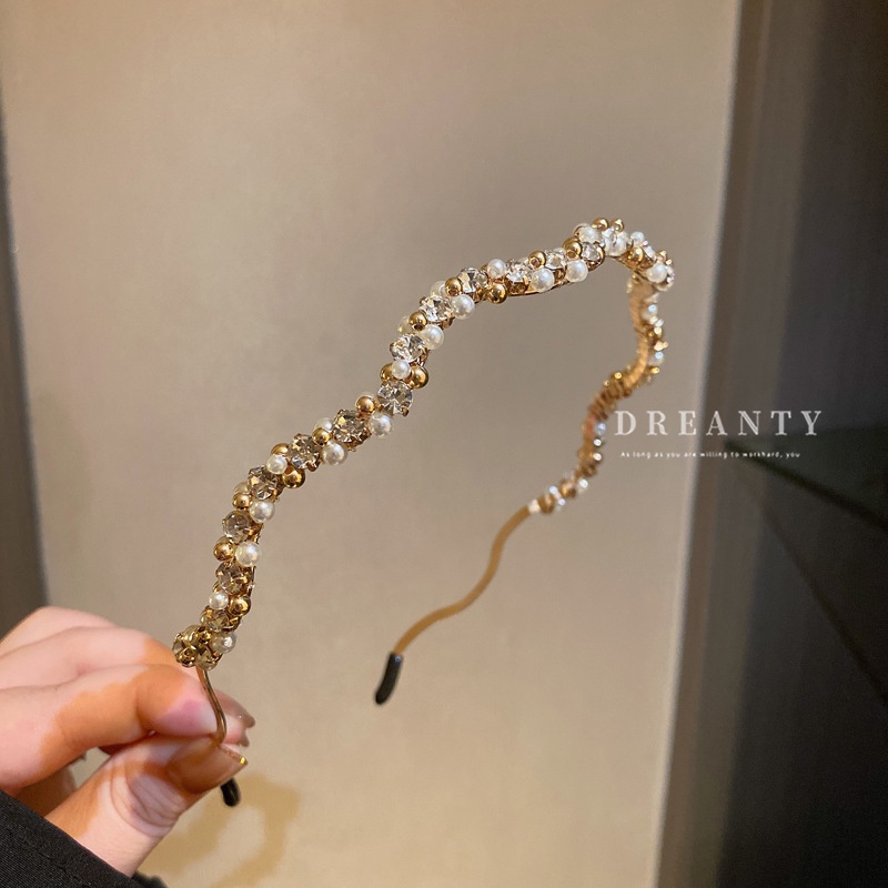 Băng Đô Cài Tóc Hai Lớp Hình Hoa Đính Đá Pha Lê Phong Cách Hàn Quốc Thời Trang Ngọt Ngào