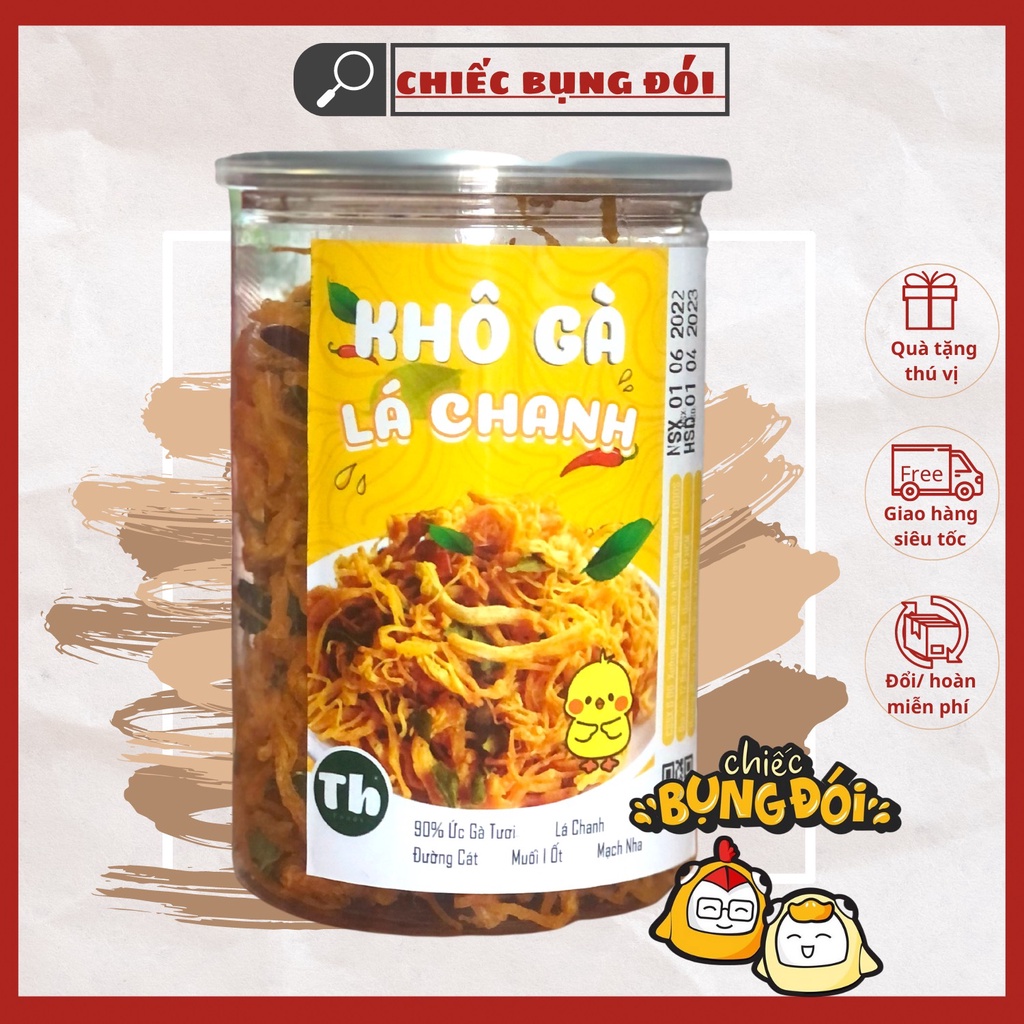 Khô gà lá chanh hũ 300g Chiếc Bụng Đói đồ ăn vặt Hà Nội
