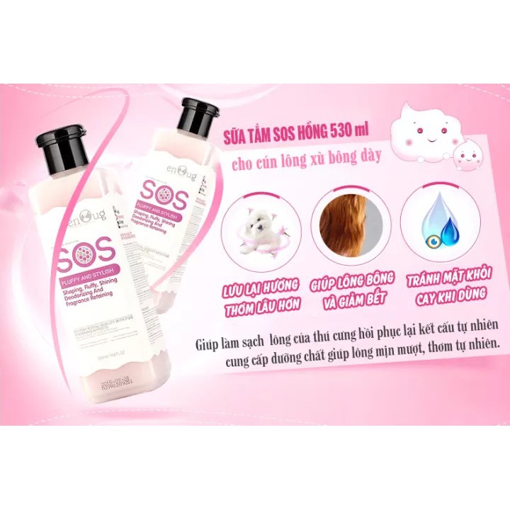 Sữa Tắm SOS Fluffy Stylish Làm Phồng &amp; Bóng Mượt Lông Cho Chó Mèo (530ml)