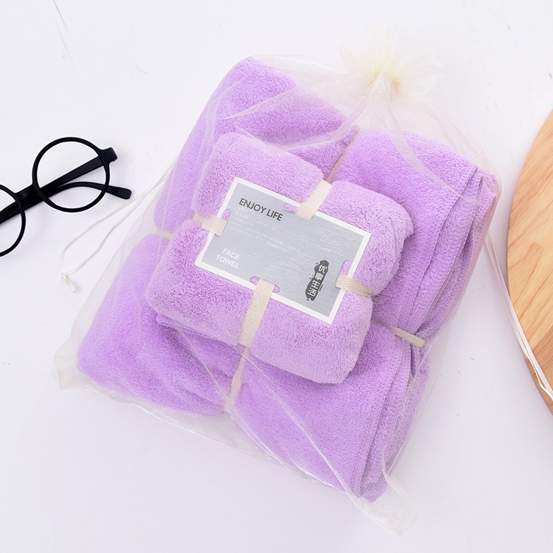 Set 2 Khăn tắm dày 34x75+70x140,siêu thấm chất liệu 100 cotton 120g+450g -143