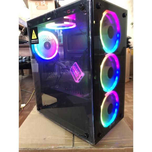 Vỏ case máy tính Gaming 2 mặt kính Cesar Rainbow