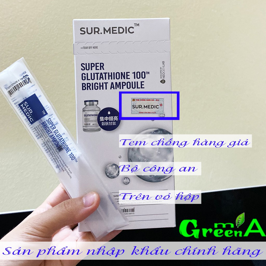 Tinh Chất Truyền Trắng Sur. Medic+ [1 ỐNG] Super Glutathione 100 Bright Ampoule Serum Dưỡng Trắng [CHÍNH HÃNG NHẬP KHẨU]