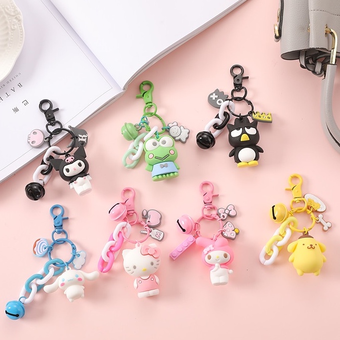 Sanrio Móc Khóa Gắn Búp Bê Mèo Hello Kitty / Ếch / Purin Melody Dễ Thương Sáng Tạo Làm Quà Tặng