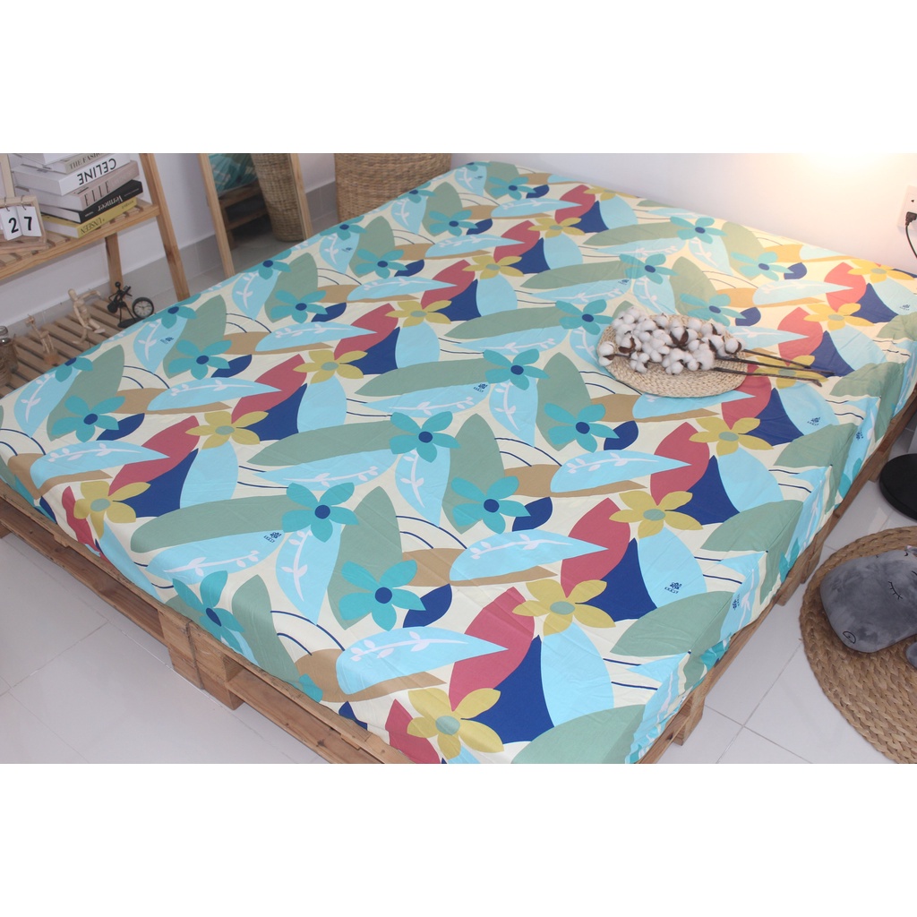 Tấm Drap lẻ KHA LY - Ga lẻ ( không áo gối ) -  cotton thiên nhiên - Hoa Latinh-Vàng VN297