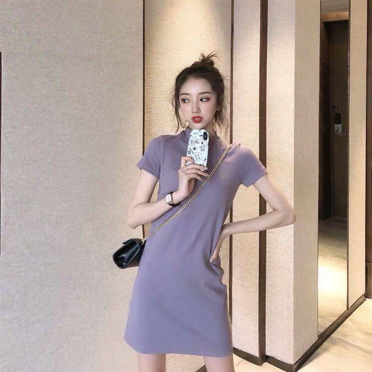 IELGY   Đầm Ngắn Tay Phong Cách Pháp Thời Trang