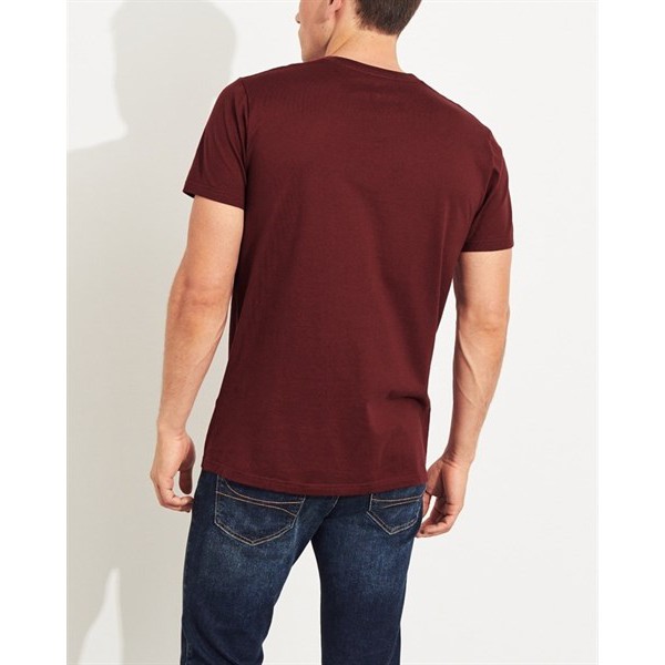 Áo Thun Nam cổ tròn Hollister màu Đỏ rượu vang crewneck T-shirt cotton co giãn, mềm mịn , form regular fit - Modife Shop