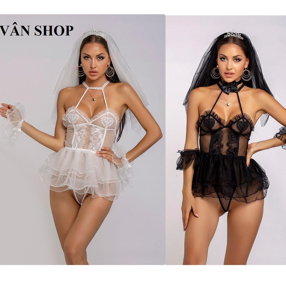 Váy ngủ sexy - Bộ cosplay cô dâu trắng hàng feesize G57 (BẢO KHÁNH - SEXY LADDY)