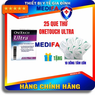 Hộp 25 que thử đường huyết One Touch Ultra TẶNG 10 Bông tẩm cồn Hữu ích thumbnail