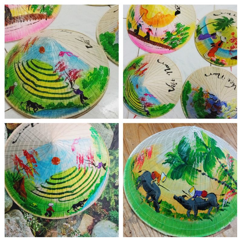 Nón lá vẽ đồng quê cổ truyền cho bé