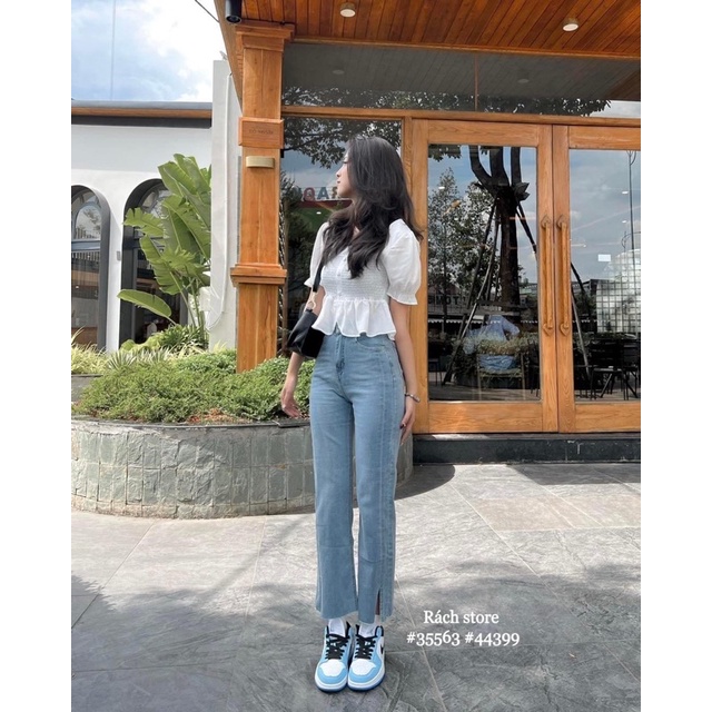 [RÁCH STORE] Quần baggy - 112 - ống suông - xẻ lai cắt lai