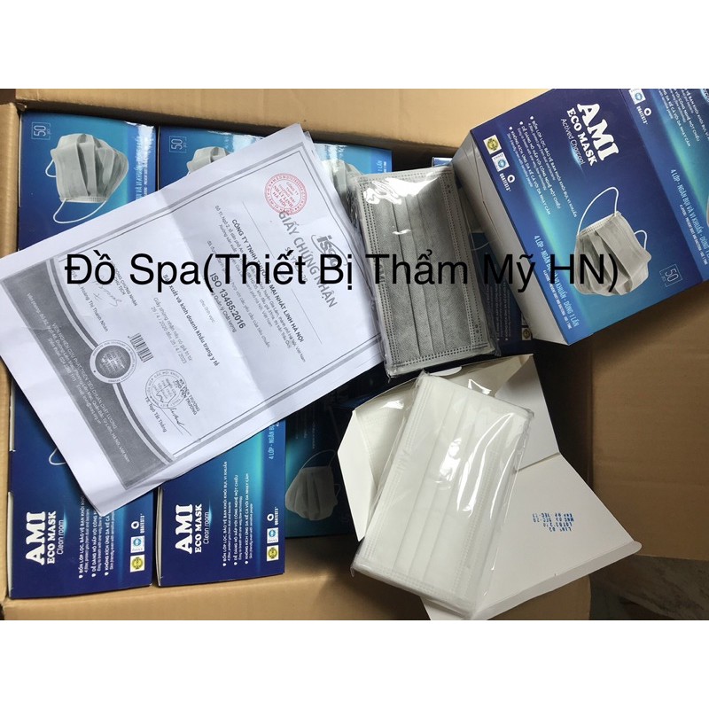 Hộp Khẩu Trang Y Tế AMI 4 Lớp, Có Lớp Than Hoạt Tính (Hộp 50 chiếc)
