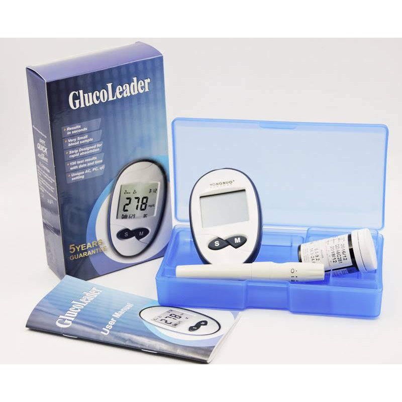 Máy đo đường huyết điện tử Gluco Leader an toàn đo nhanh chính xác-Tặng kèm hộp kim chích và que thử