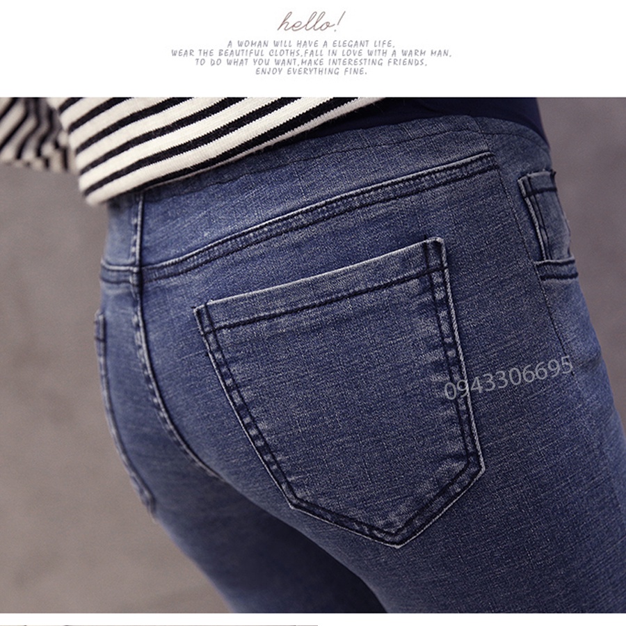 Hàng cao cấp - Quần bầu jean cạp chéo (jean thật) có chun chỉnh bụng xmay MjnHa