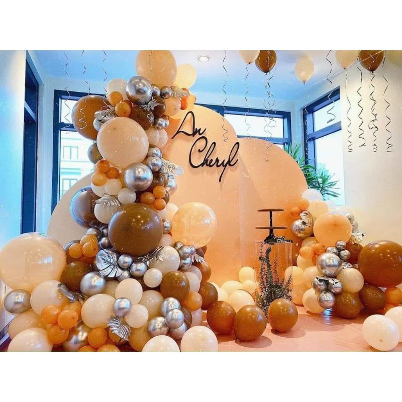 Bóng Tròn Tông Màu Nâu Tây Size 10&quot; Trang Trí Sinh Nhật Party - Kem Shop K110