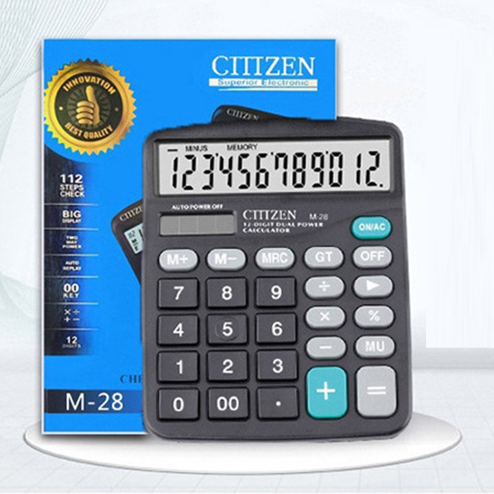 Máy tính bỏ túi 12 số ClTiZen M28 năng lượng mặt trời