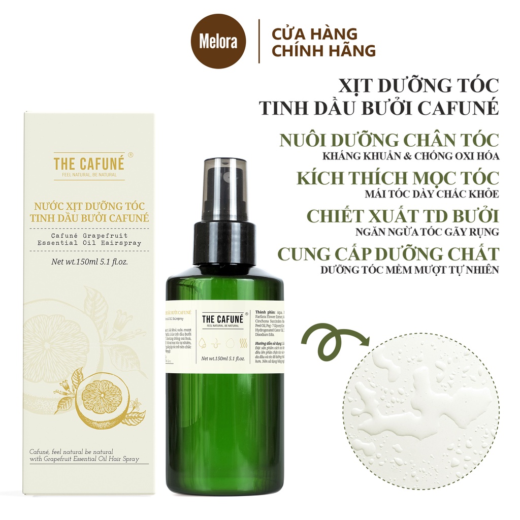 Xịt kích mọc tóc tinh dầu bưởi Chính Hãng The Cafuné | Giảm Rụng, Nuôi Dưỡng Tóc, Giúp Tóc Mọc Nhanh Và Dài Tóc 150ml