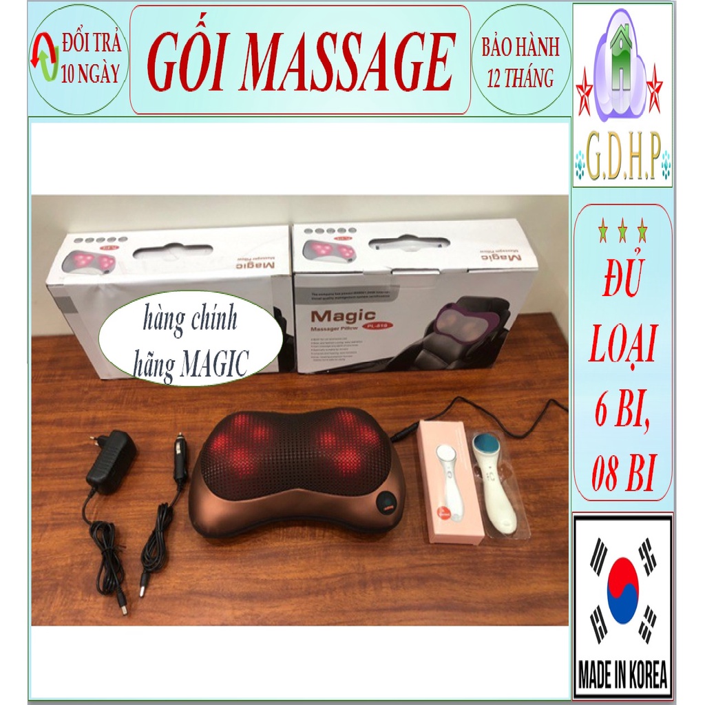 Gối massage Magic hồng ngoại trị liệu loại 6 bi và 8 bi, xoa đầu cổ cực tốt