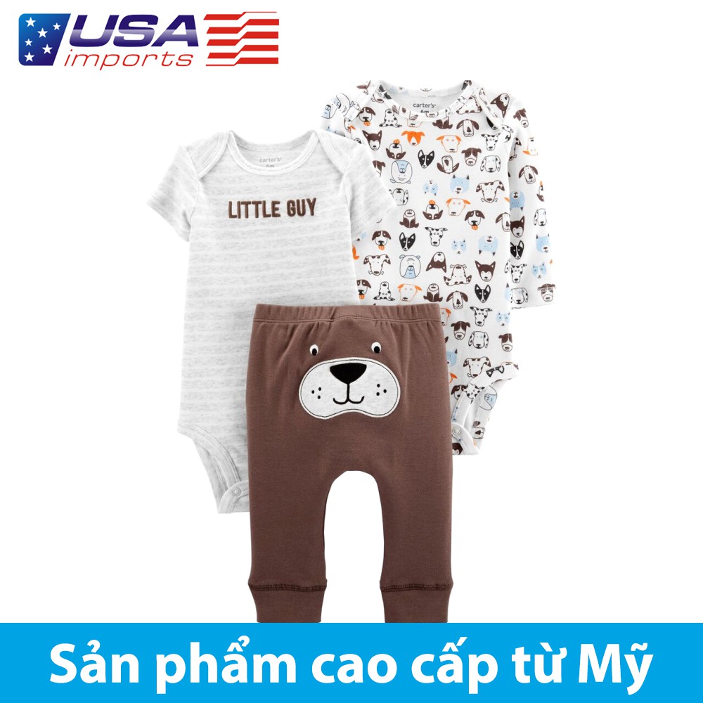 Set 3 bodysuit kèm quần Car-tờ Auth Từ Mỹ (18140110)