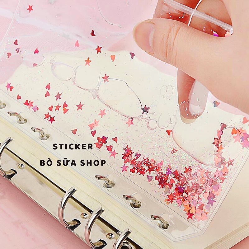 Bìa lấp lánh phân chia trang kim tuyến A6 stickerbosuashop