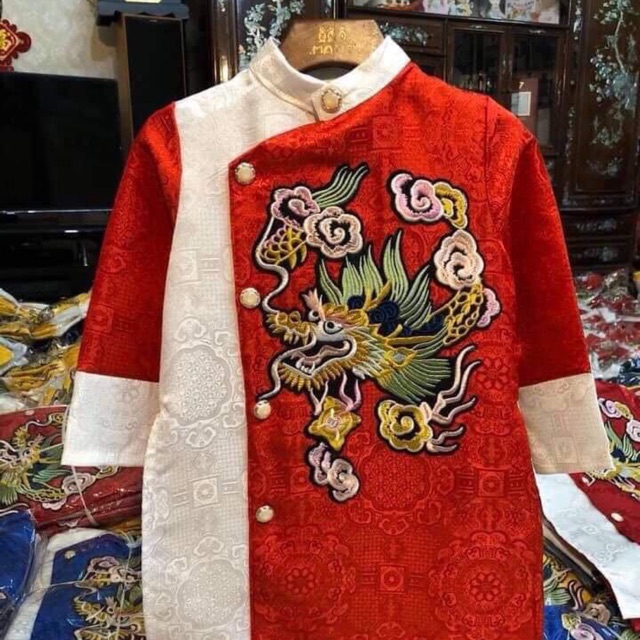 Áo dài gấm bé trai( ảnh thật ở sau)