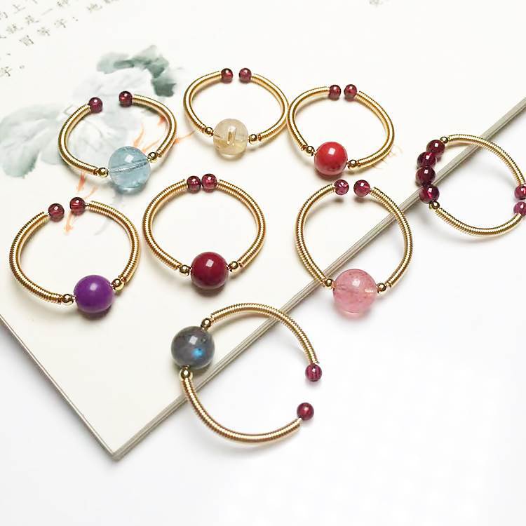 1 Chiếc Nhẫn Đá Thạch Anh Tím 14k Điều Chỉnh Được