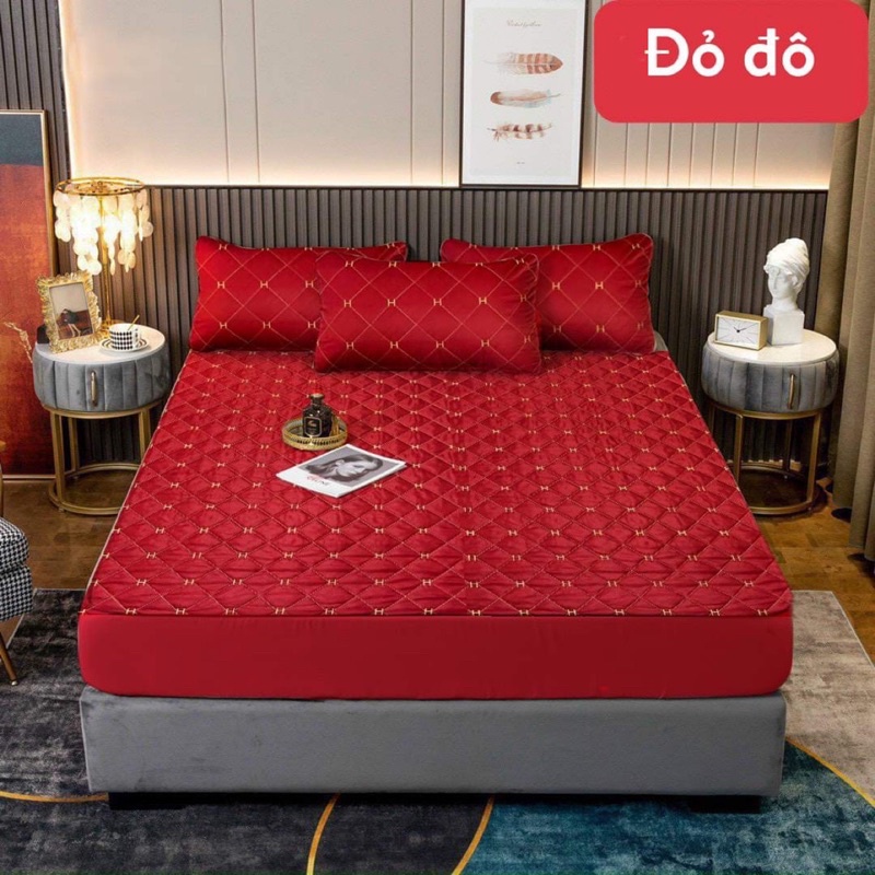 Ga gối bọc chun  lụa trần chữ H mềm mịn dùng cho cả 4 mùa