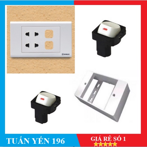 [SINO] Mặt 2 Ổ Cắm 2 Chấu + 2 Công Tắc+ đế nổi