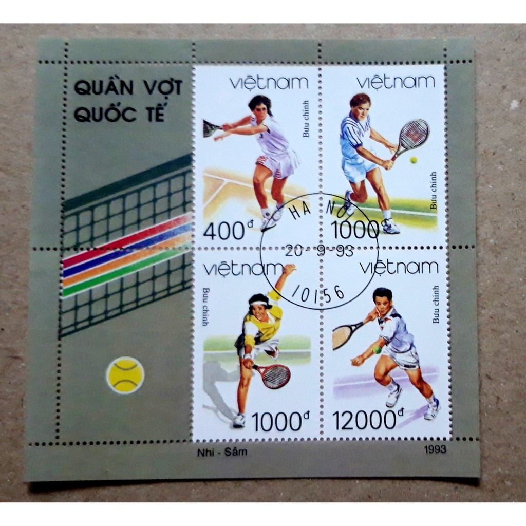 Tem sưu tập MS 672 Block Tem CTO Việt Nam Quần vợt 1993