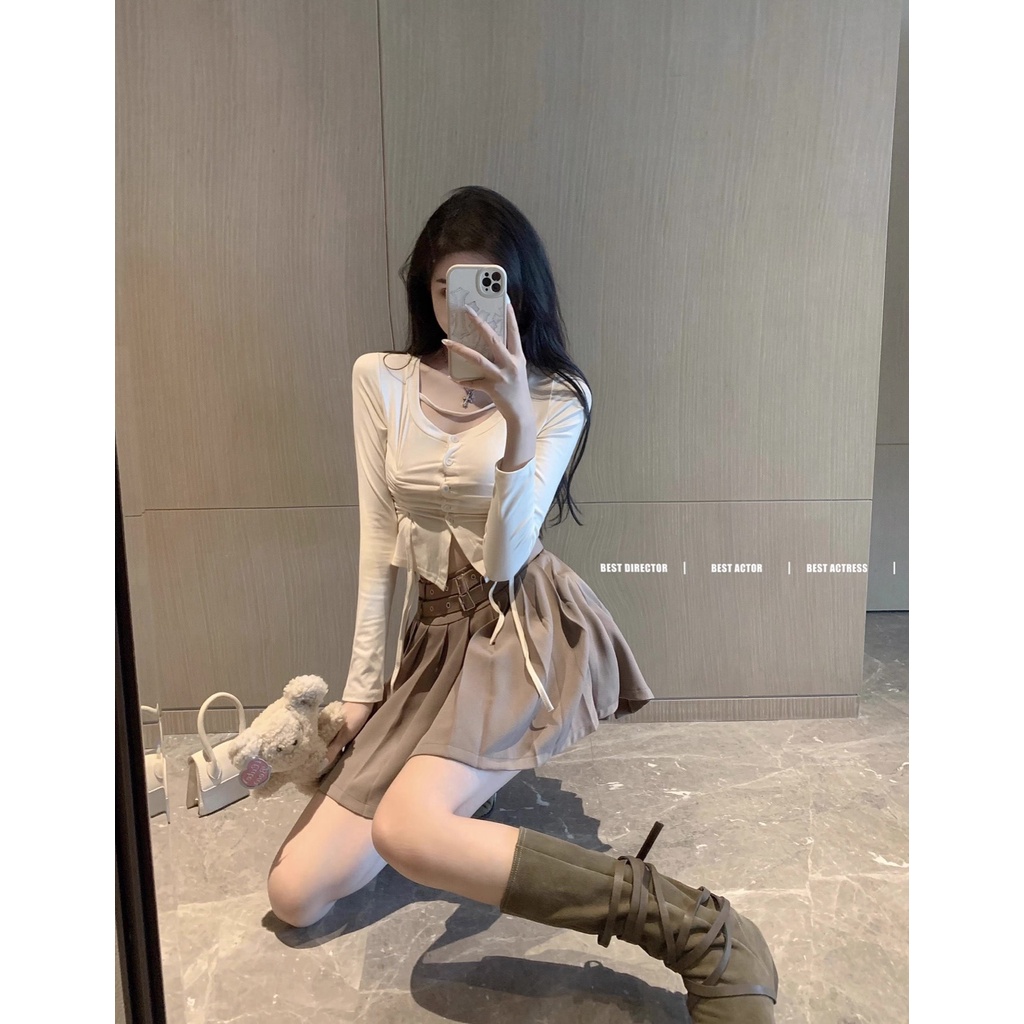 Sét Áo dây rút + Chân Váy Xếp ly trẻ trung cá tính Enola DS14