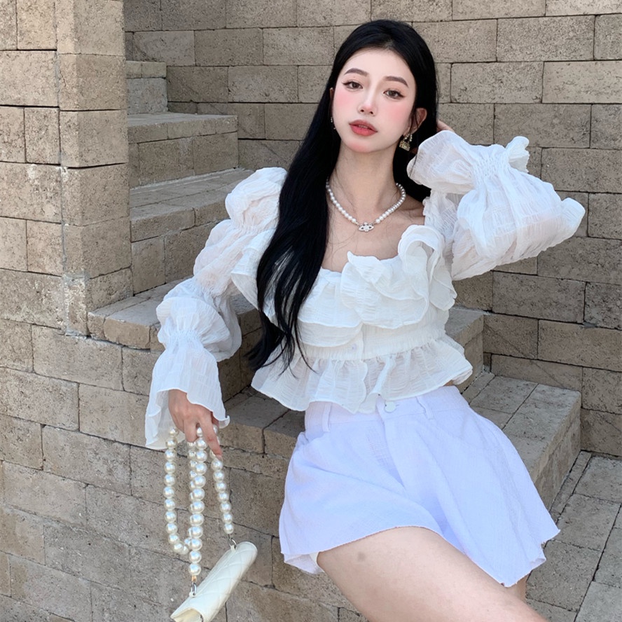 Áo Croptop Tay Dài Thiết Kế Quyến Rũ Hợp Thời Trang