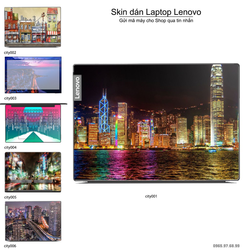 Skin dán Laptop Lenovo in hình thành phố (inbox mã máy cho Shop)