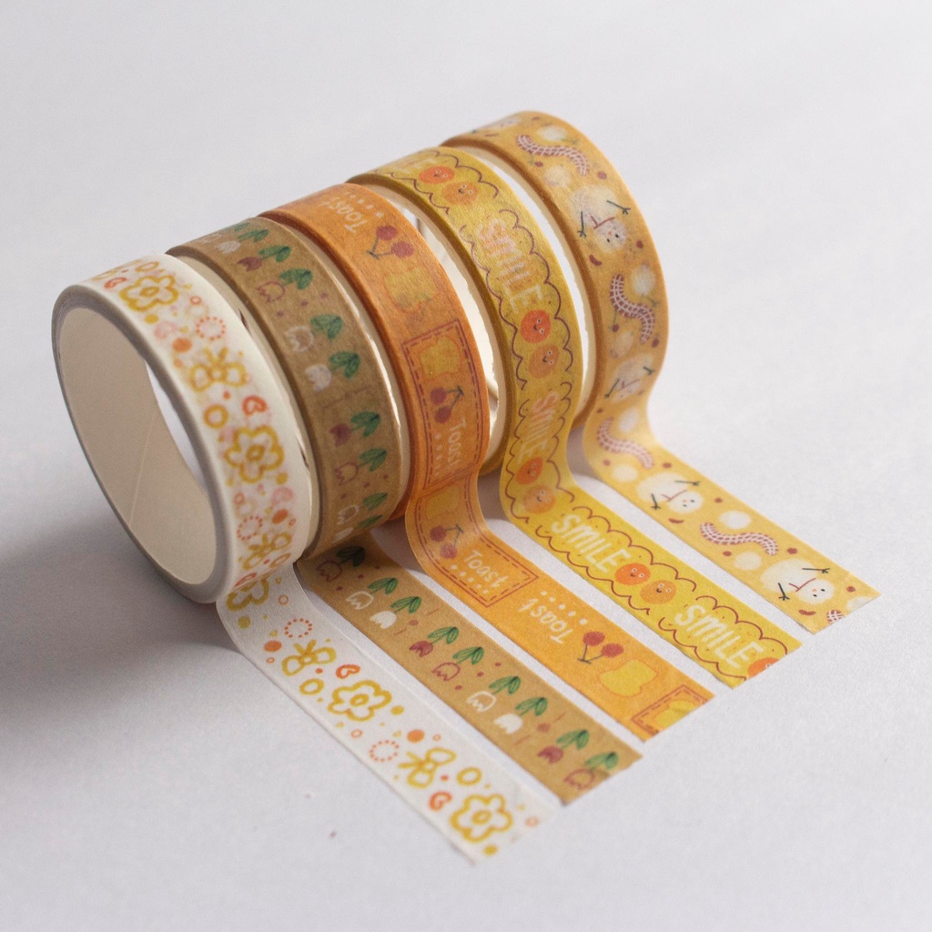 [Size 10mm*2m] Set 5 cuộn băng keo trang trí paper washi tape phong cách Hàn Quốc