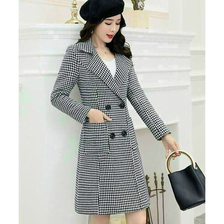 Áo khoác dạ măng tô caro dáng dài hàn quốc DN47 thoitranghd com