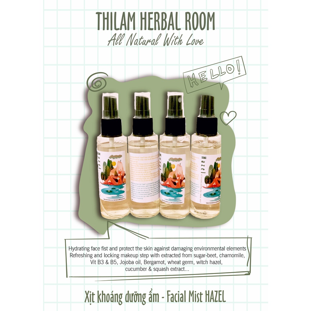 🌿Thilam Herbal Room🌿 Xịt Khoáng dưỡng ẩm mặt handmade Hazel | BigBuy360 - bigbuy360.vn