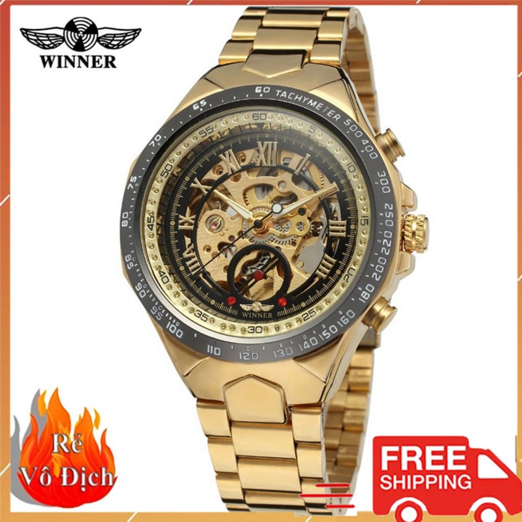 Đồng Hồ Cơ Nam Lộ Máy Dây Thép Thời Trang Winner [Có Hộp]
