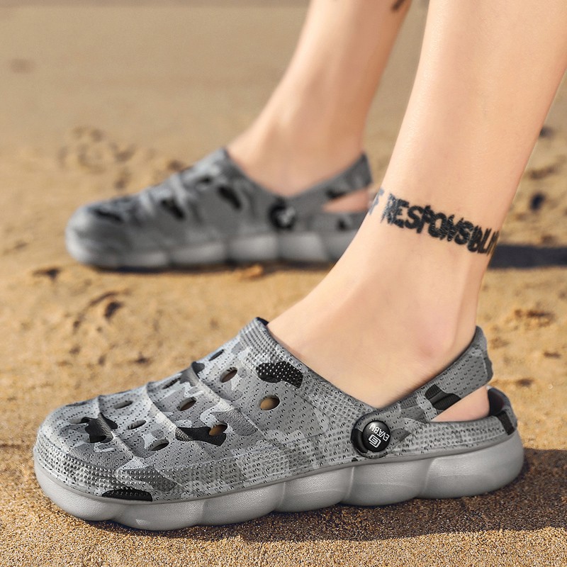 Dép đi biển họa tiết camo/in chữ cá tính thích hợp cho nam size 36-45