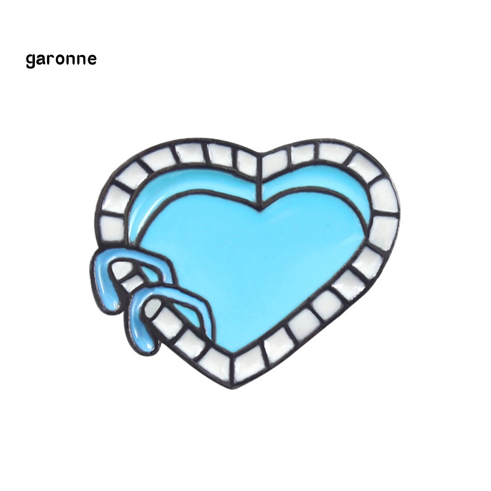 GA_Cartoon Enamel Love Heart Swimming Pool Badge Collar Lapel Brooch Pin Jewelry