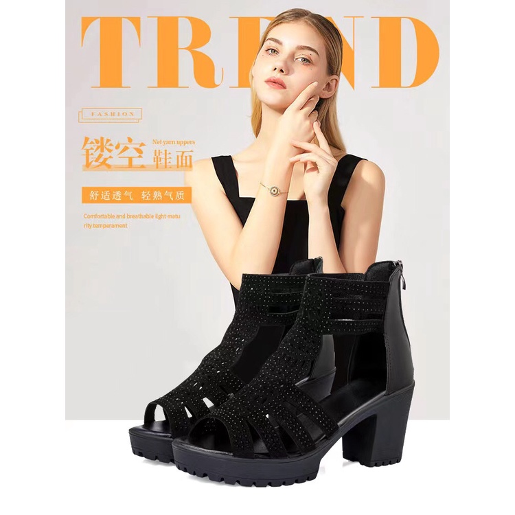 Giày Sandal Cao Gót Bằng Da Mềm Thời Trang Mùa Hè Hàn Quốc Dành Cho Nữ