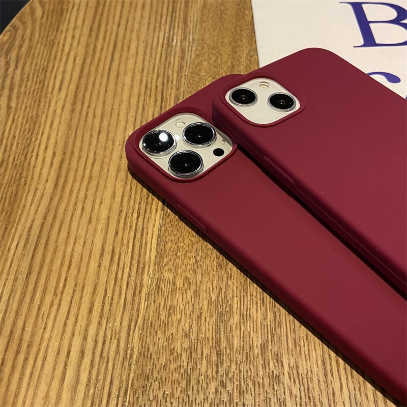 Ốp Điện Thoại Silicon Màu Tím Chống Sốc Cho iPhone 11 12 13 14 Pro X XS Max XR 6 6S 7 8 Plus