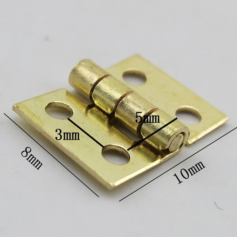 10 Pcs/Set DIY Right Angle Copper Hinge/ Mini Copper Hinge/ Folding Small Brass Hinge with Nail/ Wooden Box Cabinet Door Metal Hinges Furniture Accessories