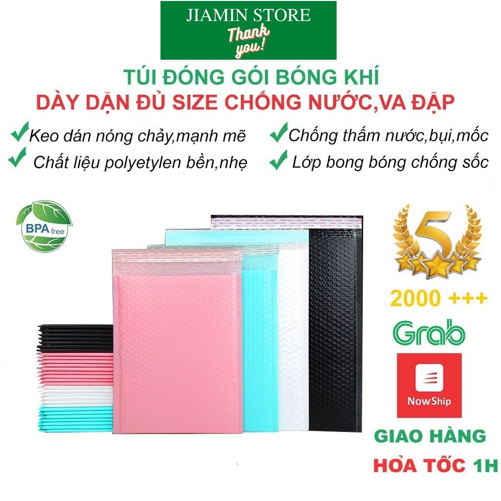 Túi gói hàng niêm phong JIAMIN, túi bóng khí chống sốc chống nước nhiều màu đủ size giá rẻ