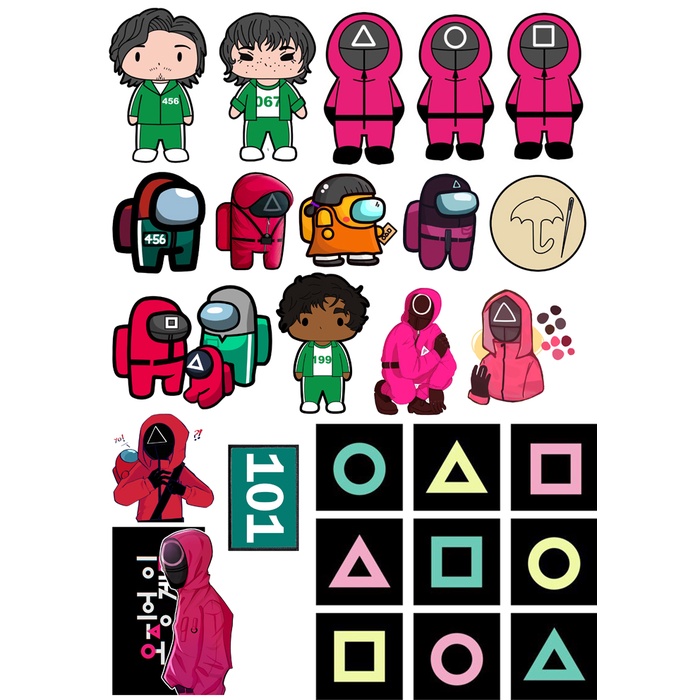 sticker game squid TRÒ CHƠI CON MỰC nhiều mẫu/ hình dán game squid TRÒ CHƠI CON MỰC 0399