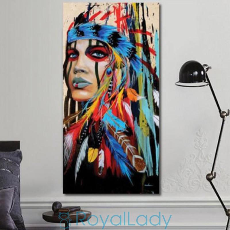 Tranh vải canvas 50*100cm hình cô gái Ấn Độ nghệ thuật