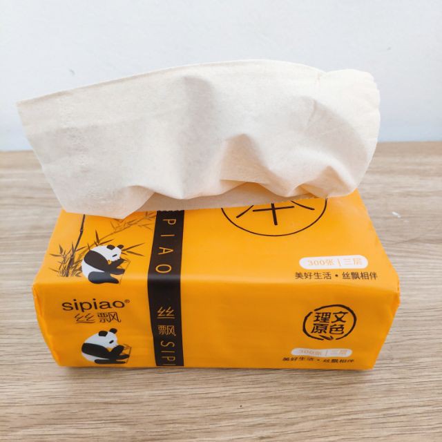 [ 01 thùng 30 bịch ] khăn giấy gấu trúc 3 lớp Sipiao 6021 18cm - khăn giấy ăn dạng rút không màu không mùi